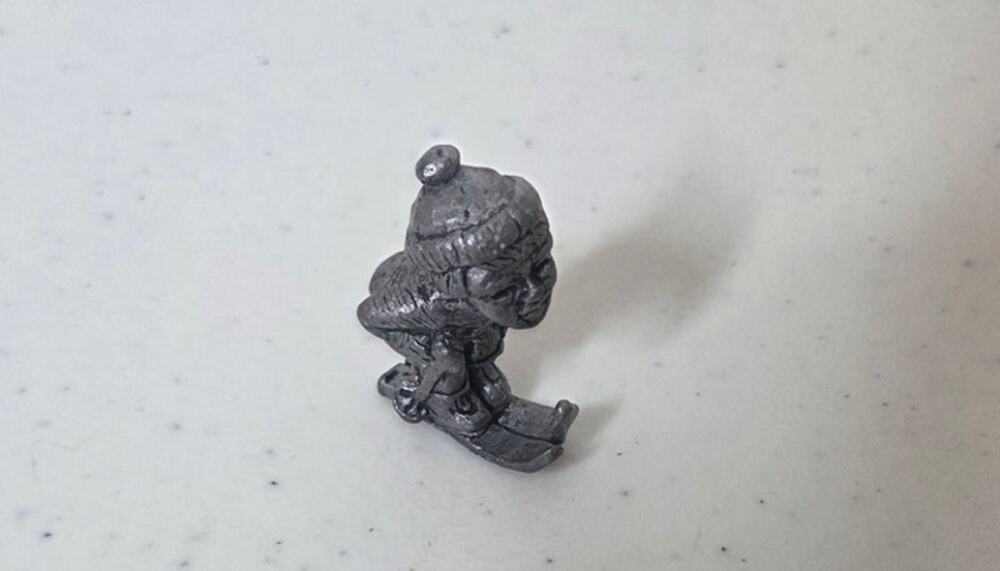 Vintage Pewter Man Boy Downhill Snow Skier 2" Figure